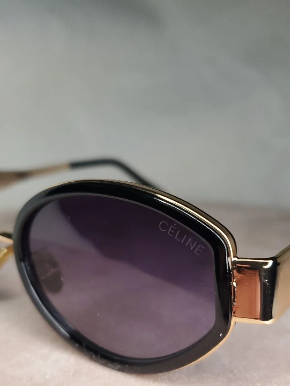 Celine Gold and Black Round Sunglasses - Designer Style